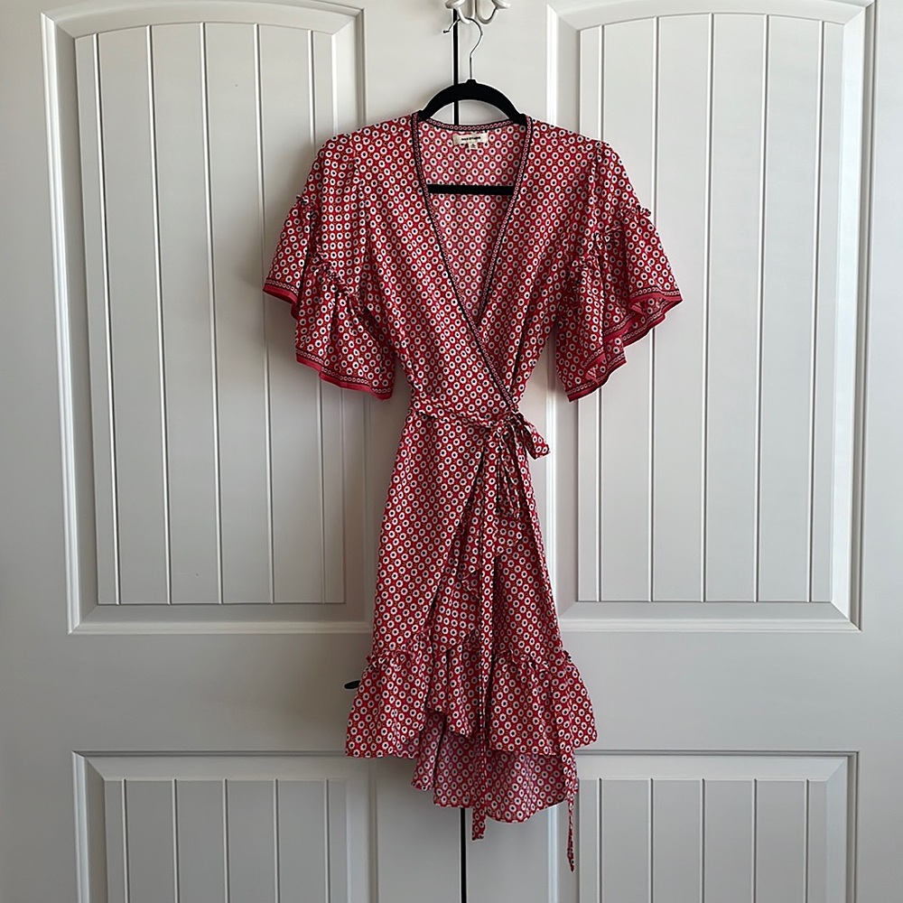 MAX STUDIO Floral Flutter Sleeve Wrap Dress